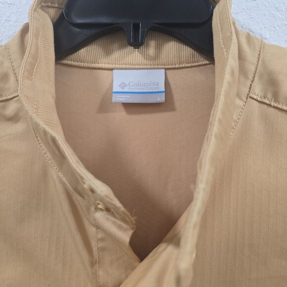 Columbia Pitchtone Shirt Jacket Mens Size L tan Snap front Lightweight Casual - Picture 8 of 13
